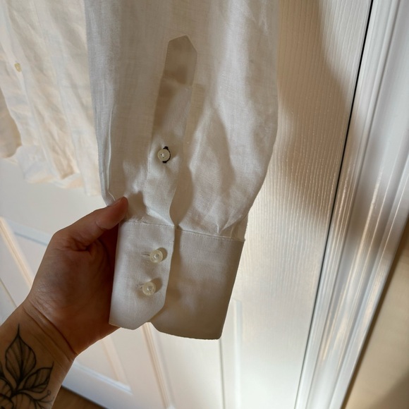 Men’s white collared shirt 100% linen - Picture 5 of 8